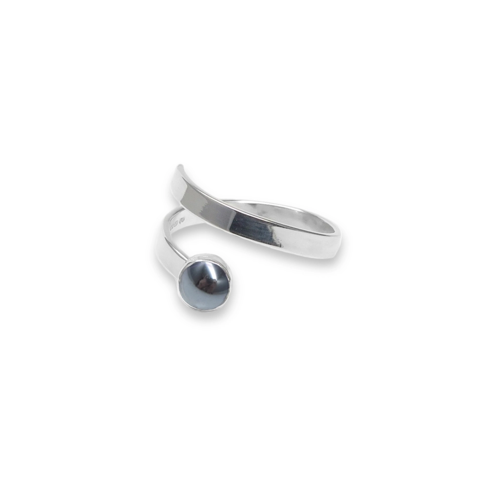 sterling silver and 5mm Hematite ring